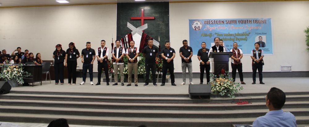 Western Sümi Youth Front new executive members during the general conference held at Ikishe Village Baptist Church on August 1. (Photo Courtesy: WSYF)